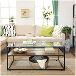 Anchor Home Office Coffee Table with Glass Table Top & Shelve; Rustic Brown Greenlane Gear