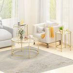 Anchor Large 84cm Round Centre Coffee Table & 2 Side End Glass Tabletops Greenlane Gear