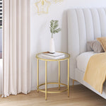 Anchor 2 Set Round Coffee Tables Tempered End & Side Metal & Glass Tabletop Greenlane Gear