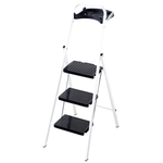 Anchor 3-Step Wide Anti-Slip Steel Ladder with Tool Tray - White Greenlane Gear