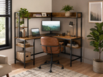 Anchor L-Shaped Wood Corner Desk 150cm Home Office Workstation with Shelves