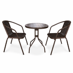 Anchor Rattan Patio Bistro Set for 2 Table and Chairs Rust-Resistant Steel