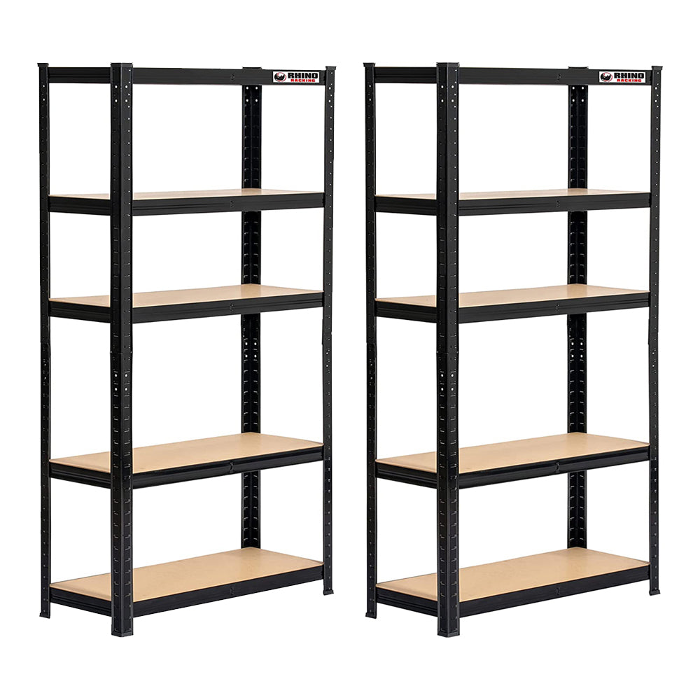 Rhino Racking 150x75x30cm 5 Tier Shelving 200Kg Galvanised Painted x 2 Sets Greenlane Gear