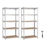 Anchor 2x150x75x30cm 5 Tier Steel Racking Shelving Garage 150Kg + Mallet Greenlane Gear