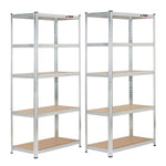 Rhino Racking 180x90x30cm 5 Tier Storage Shelving 200Kg Galvanised x 2 Sets Greenlane Gear
