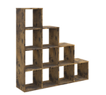 Anchor 10-Cube Multi-Level Storage Shelf with Vintage Wood Finish – 120×30×120 cm