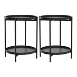 ZZFD-Anchor 2 Pack 2-Tier Metal Round Coffee Side End Table Nightstand for Home