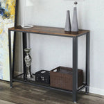 Anchor Home Office 2 Tier Console Side Table with Mesh Shelf - Rustic Brown Greenlane Gear