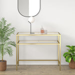 Anchor 2 Tier Console Hallway Entrance Entry Hall Tempered Glass Table Gold Greenlane Gear