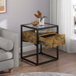 Anchor Glass Bedside Nightstand End Side Coffee Table Drawer & Open Shelve Greenlane Gear