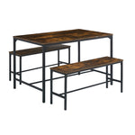 Anchor Rustic Brown Indoor Dinner Dining Table & 2 Benches Black Metal Leg Greenlane Gear