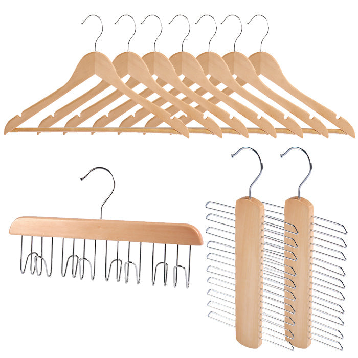 Anchor Wood Tie Hanger Belt & Wooden Hanger with Non-slip Bar - 10 packs Greenlane Gear