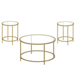 Anchor Large 84cm Round Centre Coffee Table & 2 Side End Glass Tabletops Greenlane Gear