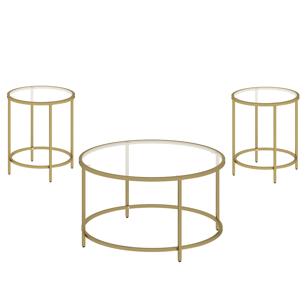 Anchor Large 84cm Round Centre Coffee Table & 2 Side End Glass Tabletops Greenlane Gear