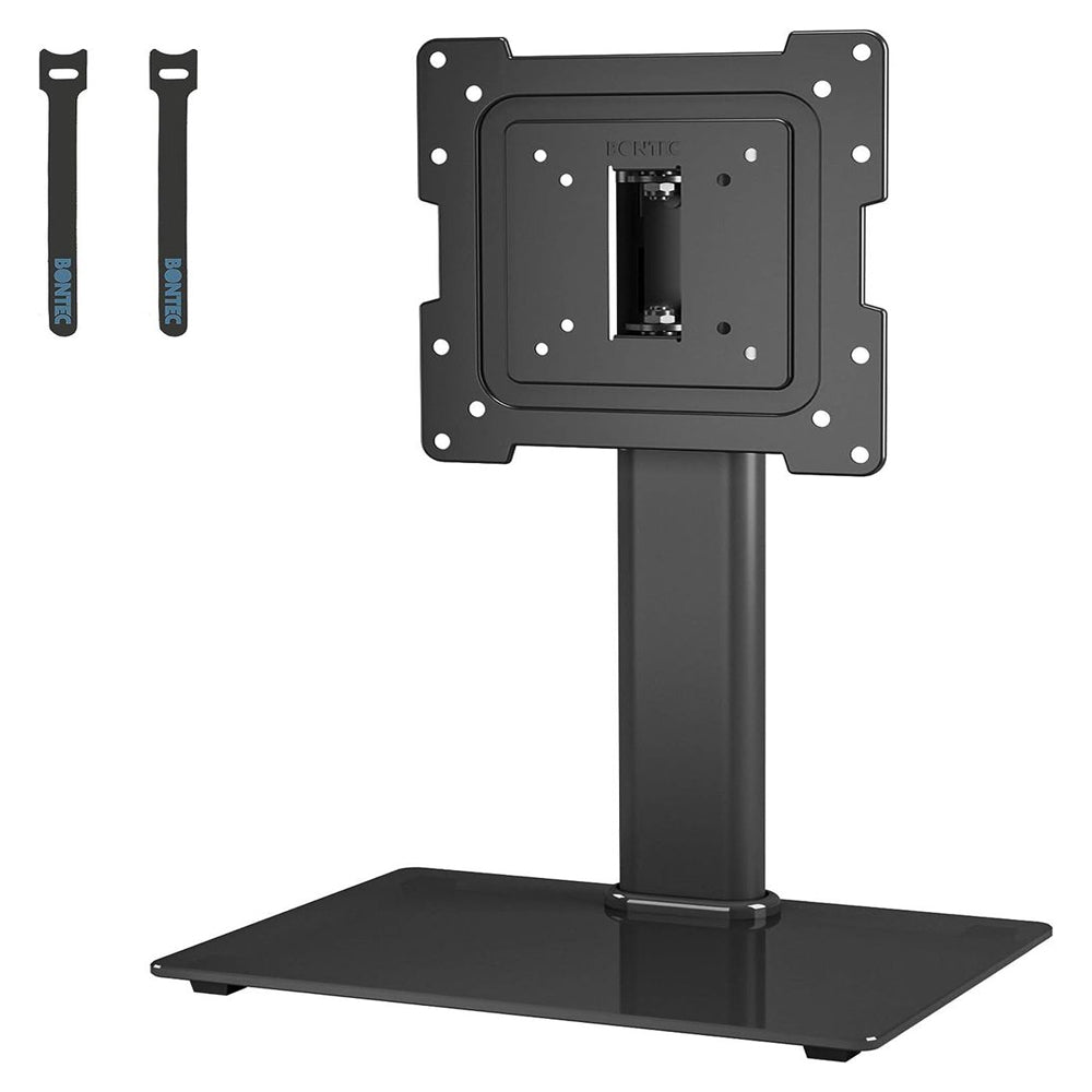 Bontec Tabletop Desktop Swivel Height Adjustable 17-43" TV Stand Glass Base Greenlane Gear