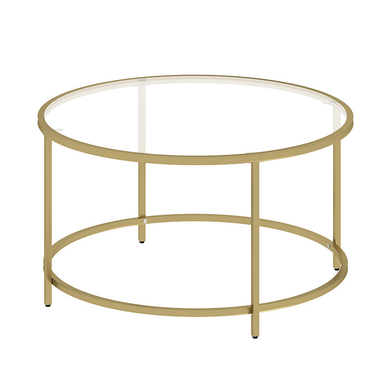 Anchor 84cm Large Round Center Coffee Table Tempered Glass Tabletop - Gold Greenlane Gear