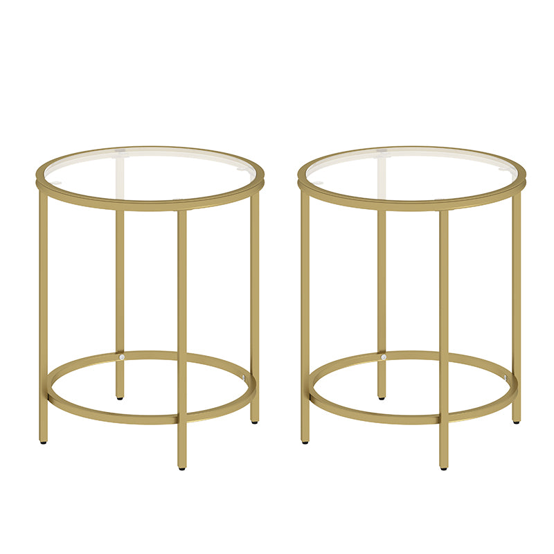 Anchor 2 Set Round Coffee Tables Tempered End & Side Metal & Glass Tabletop Greenlane Gear