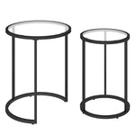 Anchor Set of 2 Round Nesting Side End Glass Metal Coffee Nest Tables Black Greenlane Gear