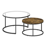 Anchor Set of 2 Round Tempered Glass & MDF Nesting Centre Side Coffee Table Greenlane Gear