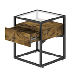 Anchor Glass Bedside Nightstand End Side Coffee Table Drawer & Open Shelve Greenlane Gear