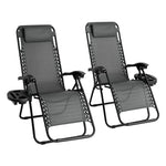 Anchor 2 Sun Lounger Zero Gravity Folding Chair with Cell Cup Holder; Color Grey Greenlane Gear