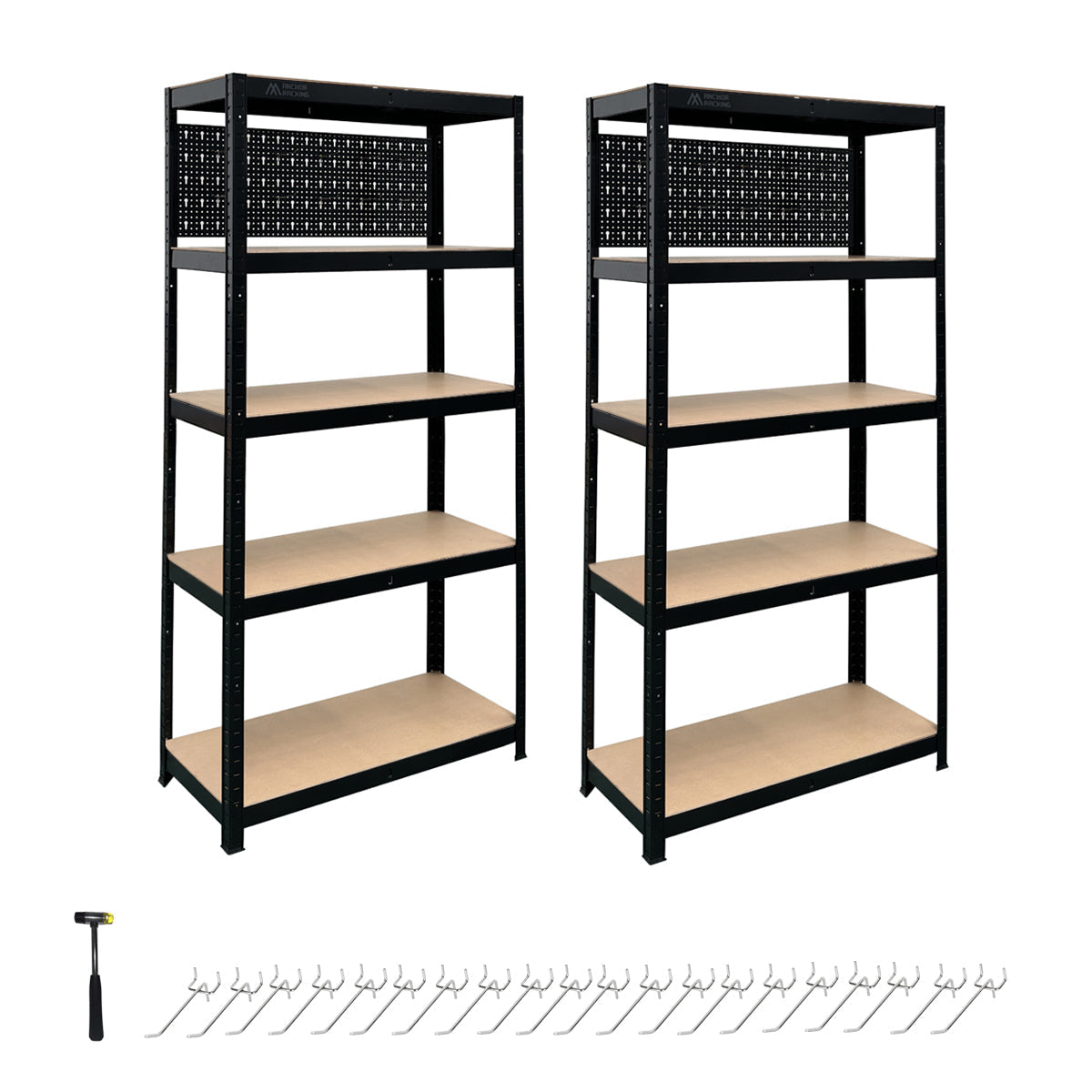Anchor Racking 2x5 Tier Shelving 180x90x40cm 250Kg Shelf Pegboard & Hammer Greenlane Gear