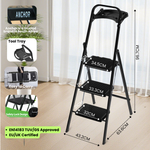 Anchor 3-Step Wide Anti-Slip Steel Ladder with Tool Tray Greenlane Gear