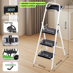 Anchor 3-Step Wide Anti-Slip Steel Ladder with Tool Tray - White Greenlane Gear