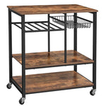 Anchor 2 Tier Kitchen Units Cart Trolley on Wheels with Wine Rack & Basket Greenlane Gear