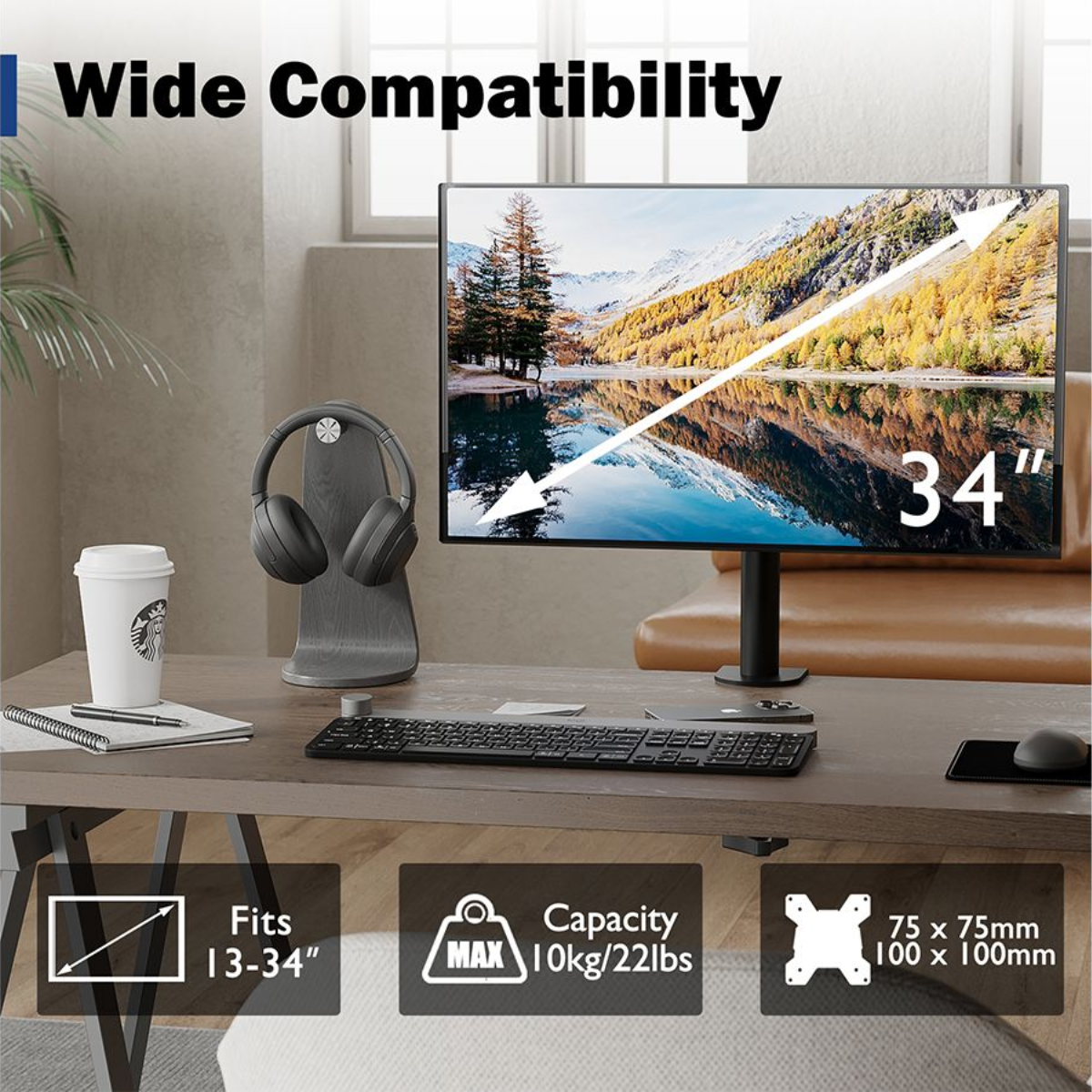 BONTEC Single Monitor Desk Mount for 13-34 Inch Screens Supports up to 10kg Greenlane Gear