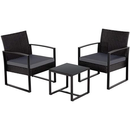 Anchor 2 Balcony chairs & Coffee Table Patio set; Home decor - Black Wicker