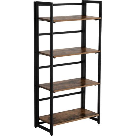 Anchor 4 Tier Bookshelf Folding Home Office Book Case Shelving Rustic Brown