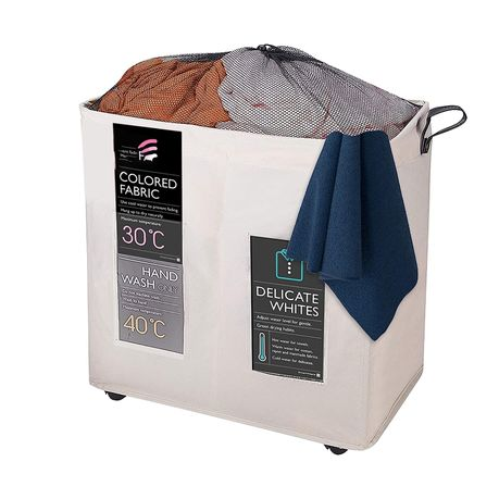 Knight Laundry Basket Folding Portable Storage 120L with Wheels - Ivory