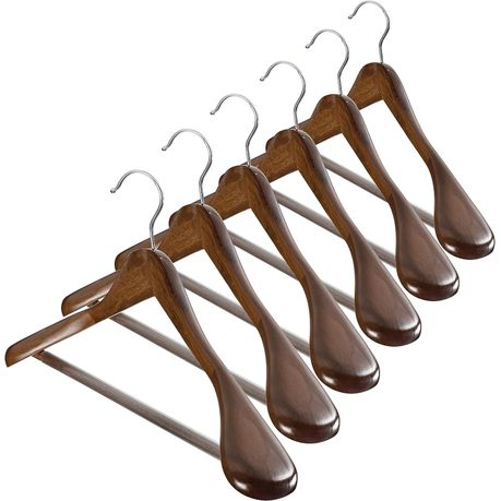 Anchor Broad Wide Shoulder Suit Coat & Jacket Wooden Hanger - Brown