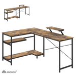 Anchor L-Shaped Vintage Interchangeable Desk 158x110cm | Monitor Shelf Greenlane Gear