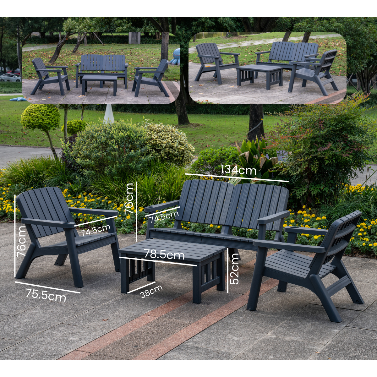 Anchor 4-Piece Outdoor Wooden Style Adirondack Set for Patio & Garden Greenlane Gear