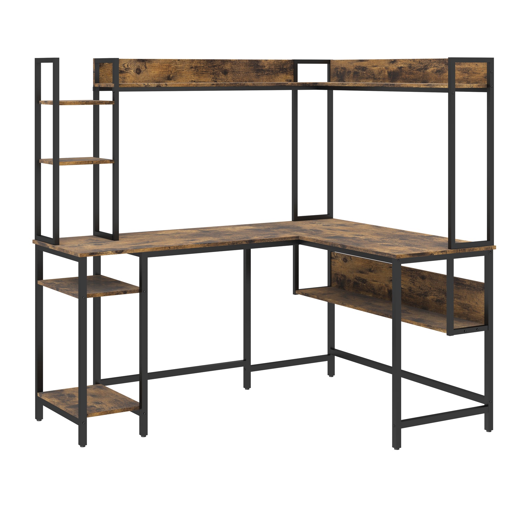 L Shaped Wood Corner Desk with Shelves 150cm for Home Office Workstation Greenlane Gear