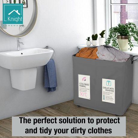 Knight Laundry Basket Folding Portable Storage 120L with Wheels - Grey