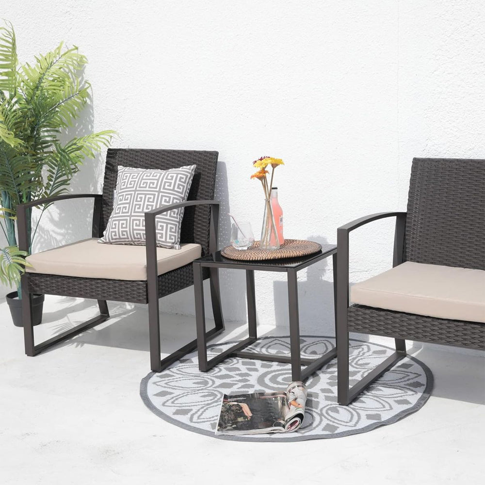 Anchor 2 Balcony Chairs & Coffee Table Patio Set; Outdoor Home Decor; Color Black Greenlane Gear
