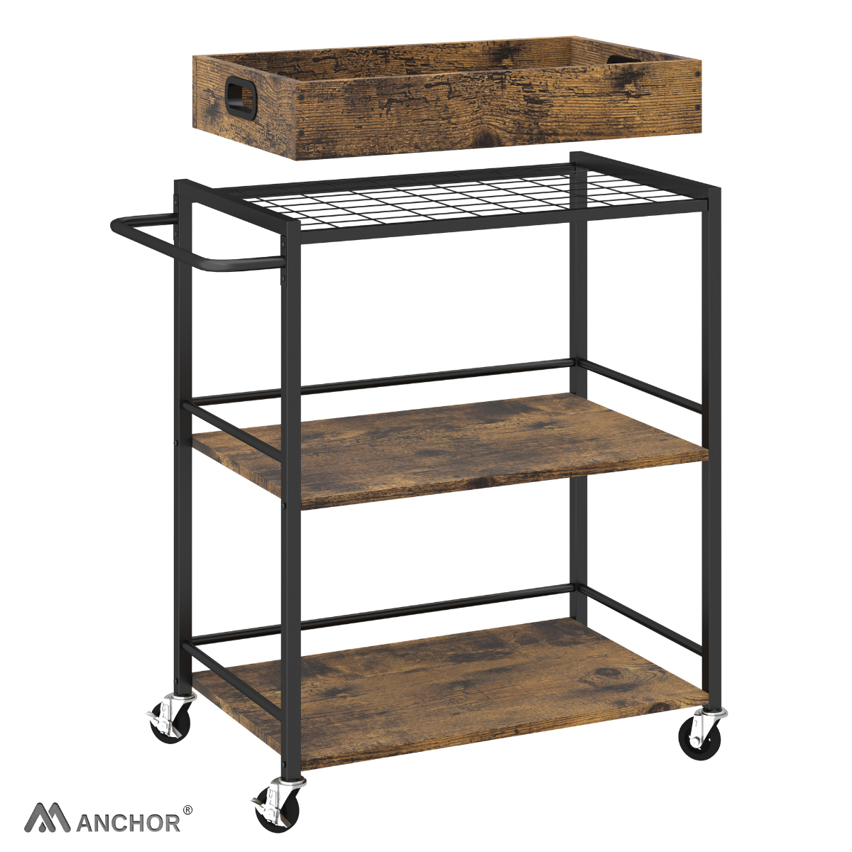 Anchor Vintage Kitchen Serving Trolley with Removable Tray & Storage Cart Greenlane Gear