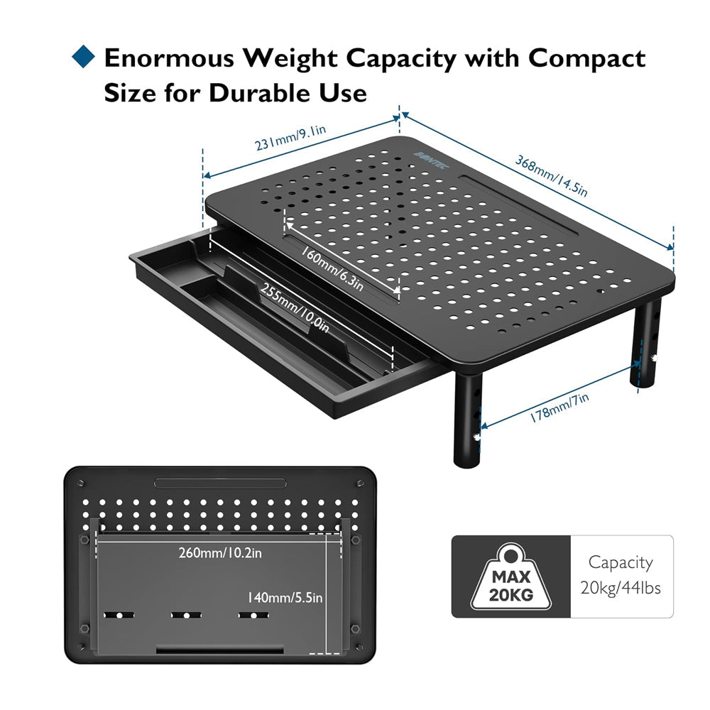 Bontec Monitor Laptop 3 Height Adjustable Desk Riser Stand Storage Drawer Greenlane Gear