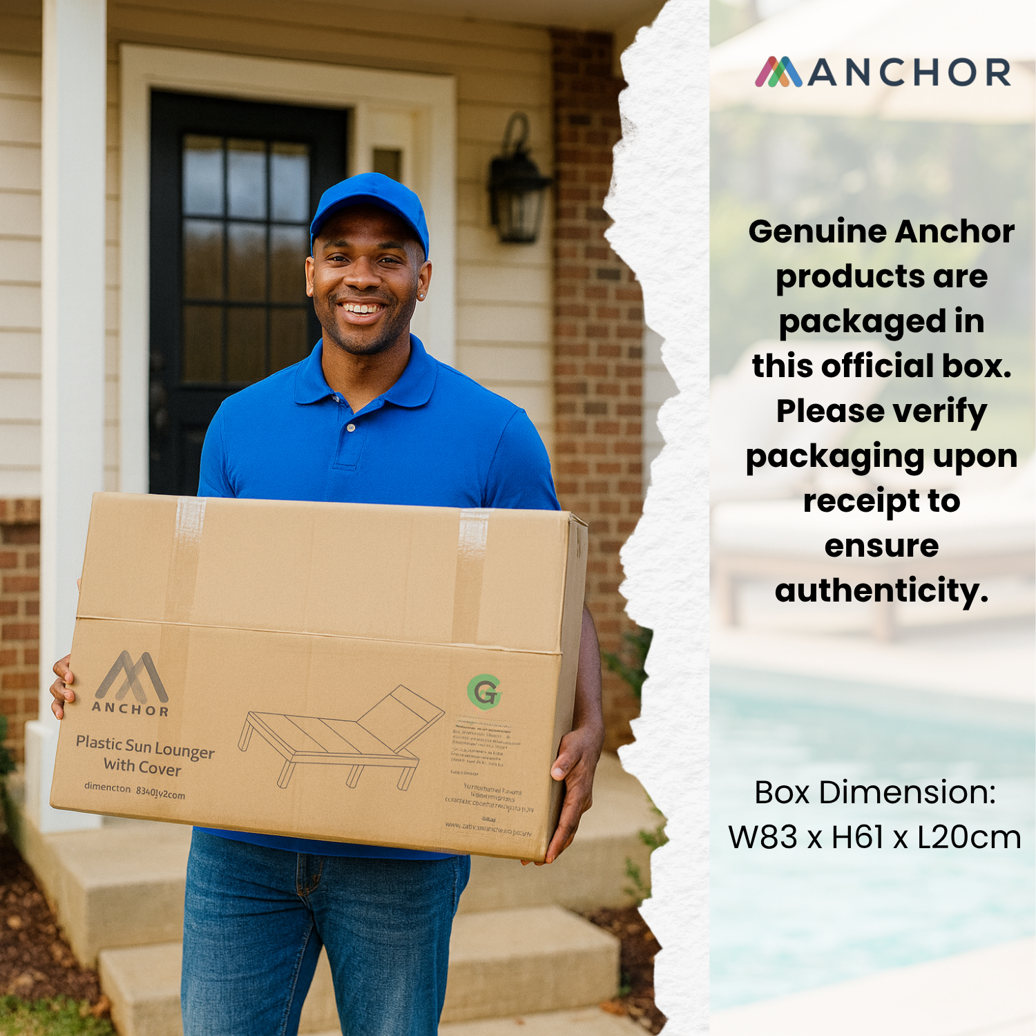 Anchor 5-Position Sun Lounger with Cushion - Folding Outdoor Patio Chair Greenlane Gear