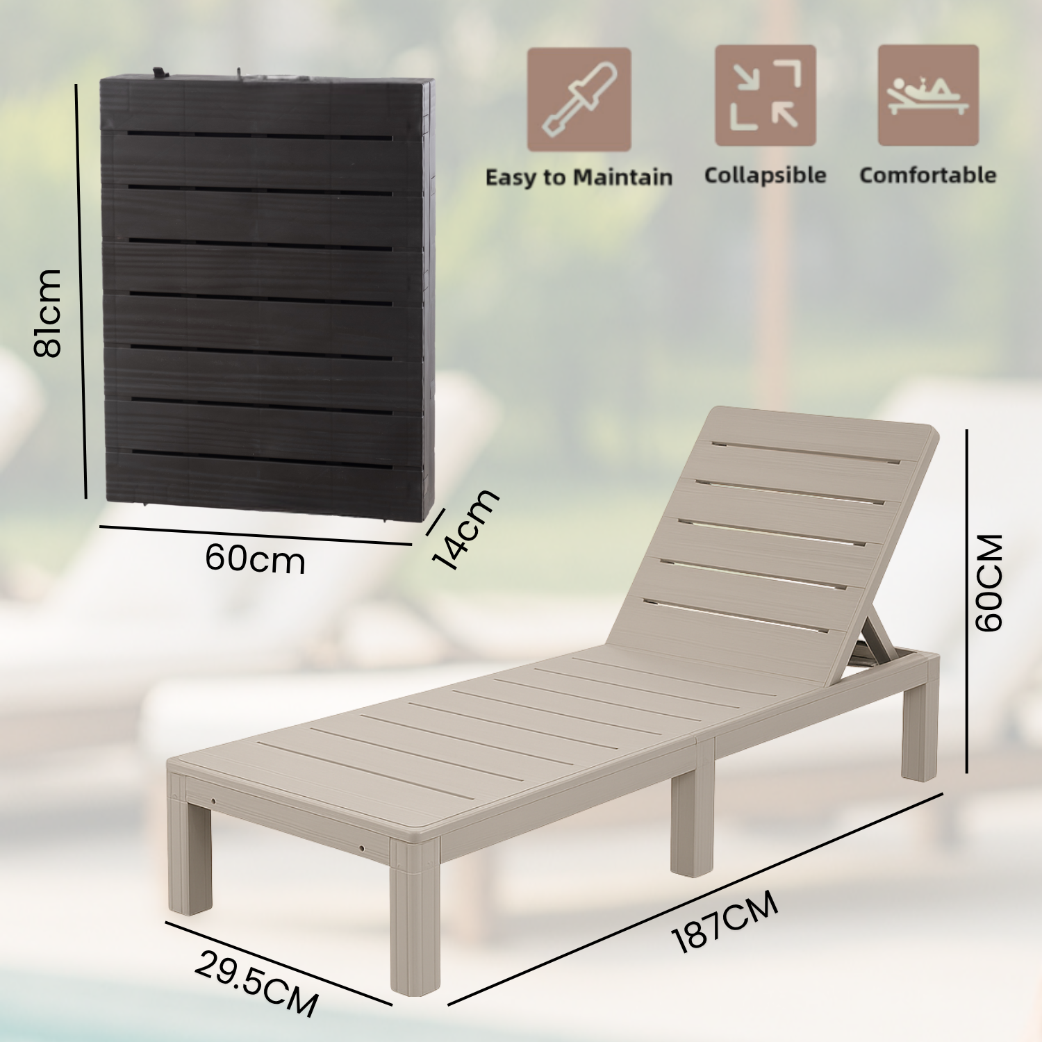 Anchor Folding Sun Lounger with 5 Reclining Positions for Patio & Pool Greenlane Gear
