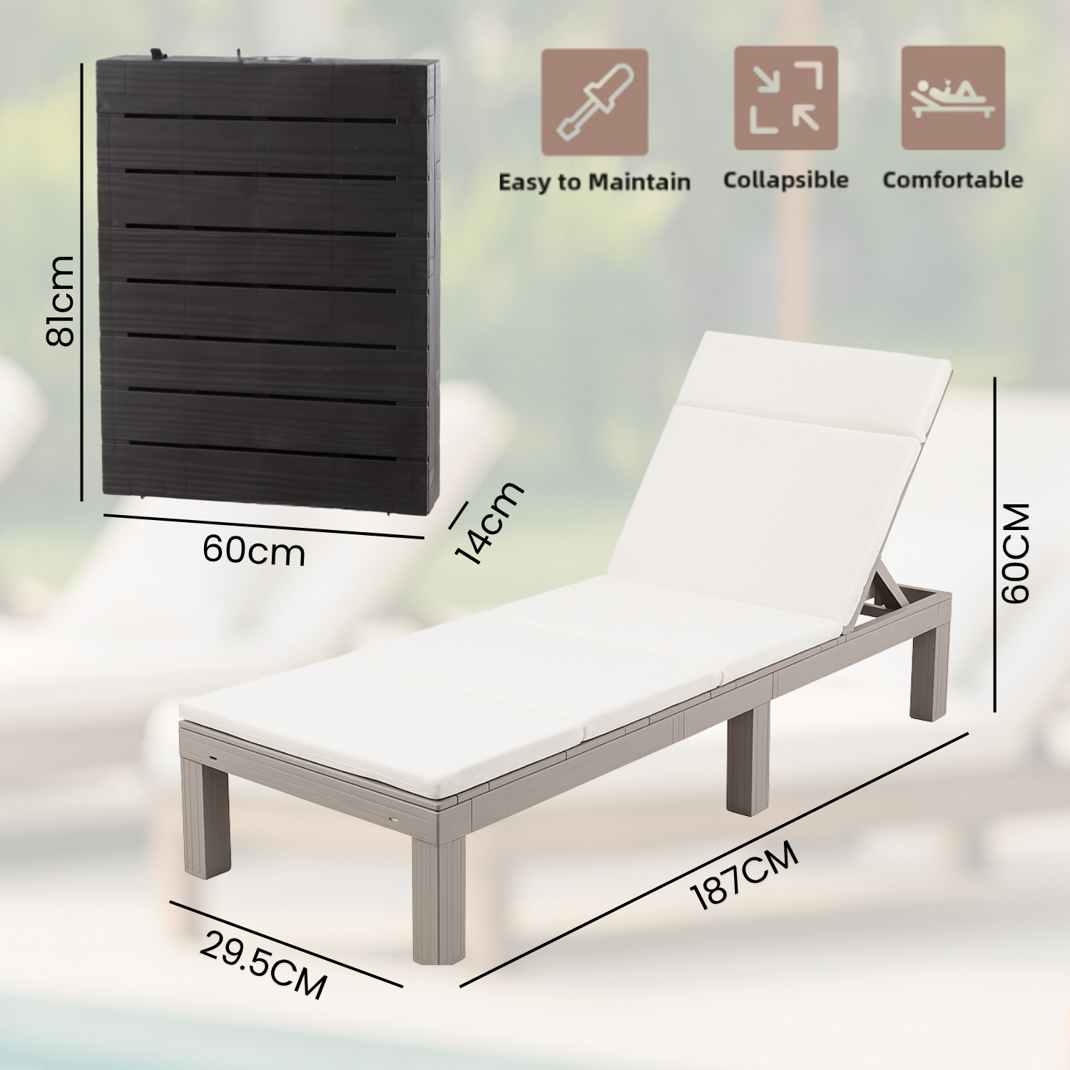 Anchor 5-Position Sun Lounger with Cushion - Folding Outdoor Patio Chair Greenlane Gear