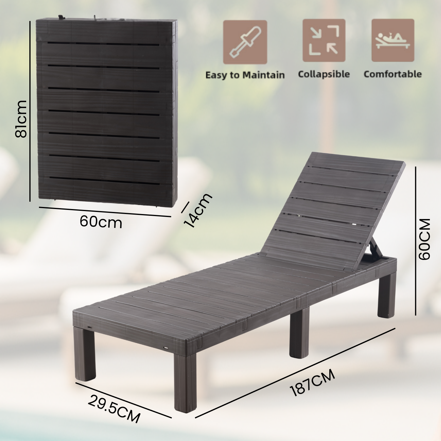 Anchor Folding Sun Lounger with 5 Reclining Positions for Patio & Pool Greenlane Gear
