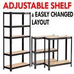 Makro Racking Rhino Racking 180x90x40cm 5 Tier Shelving 200Kg Galvanised Painted x 2 ...