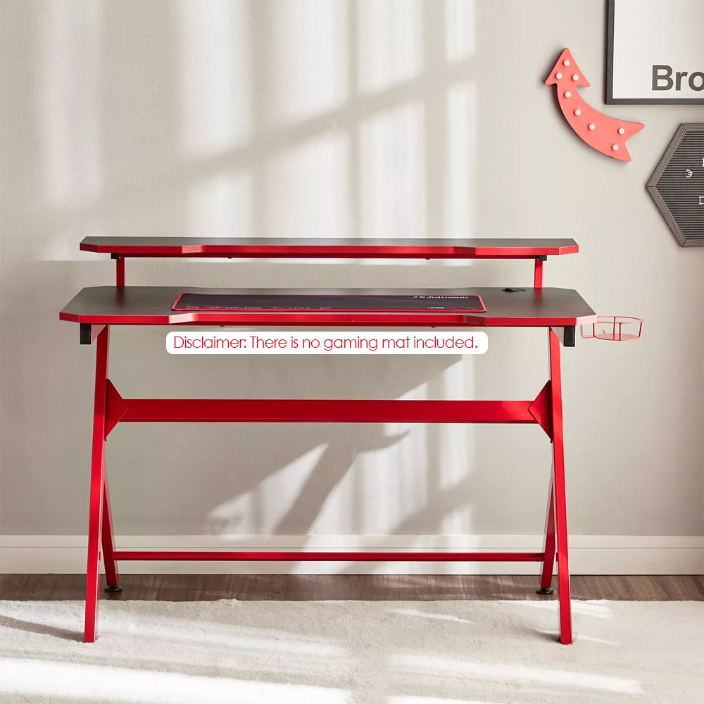 Anchor 2 Tier Computer Gaming Office Desk Table 120x60 Headphone Cup Holder Greenlane Gear