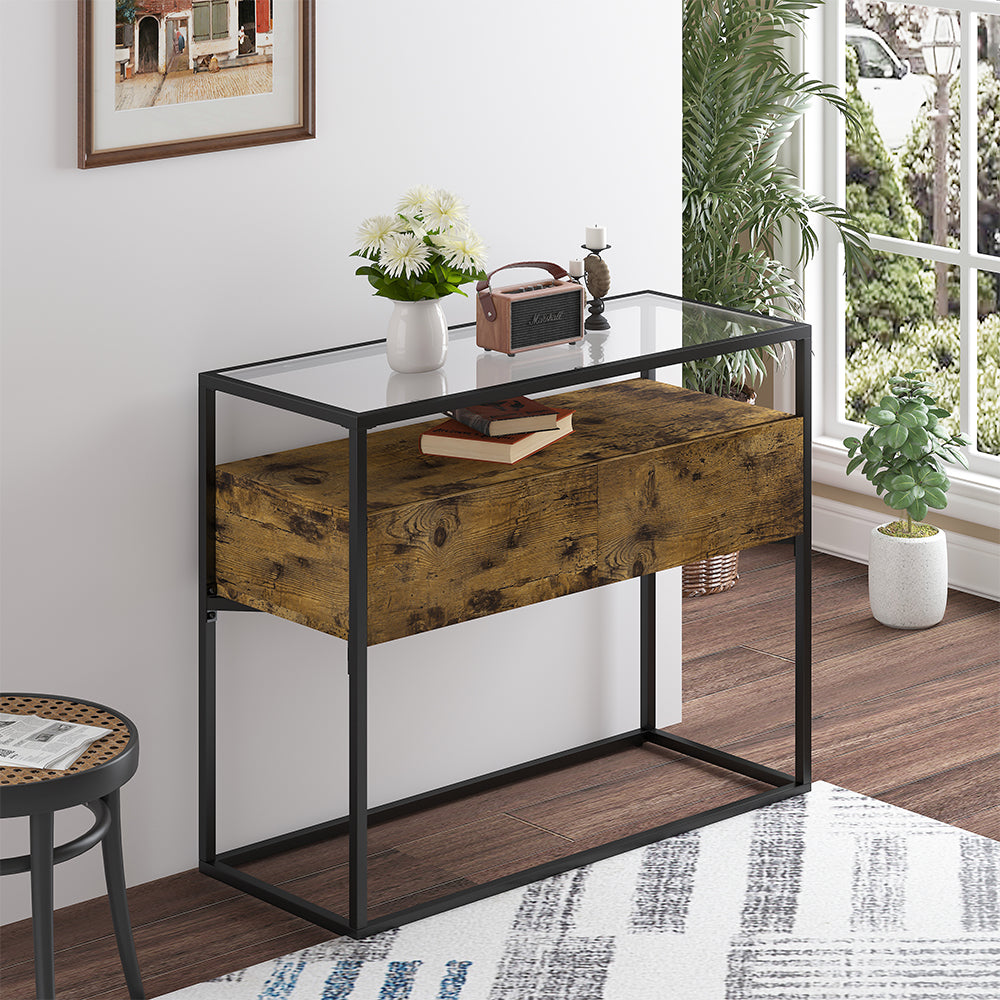 Anchor Entrance Entry Hall Way Console Glass Table Storage 2 Wooden Drawers Greenlane Gear