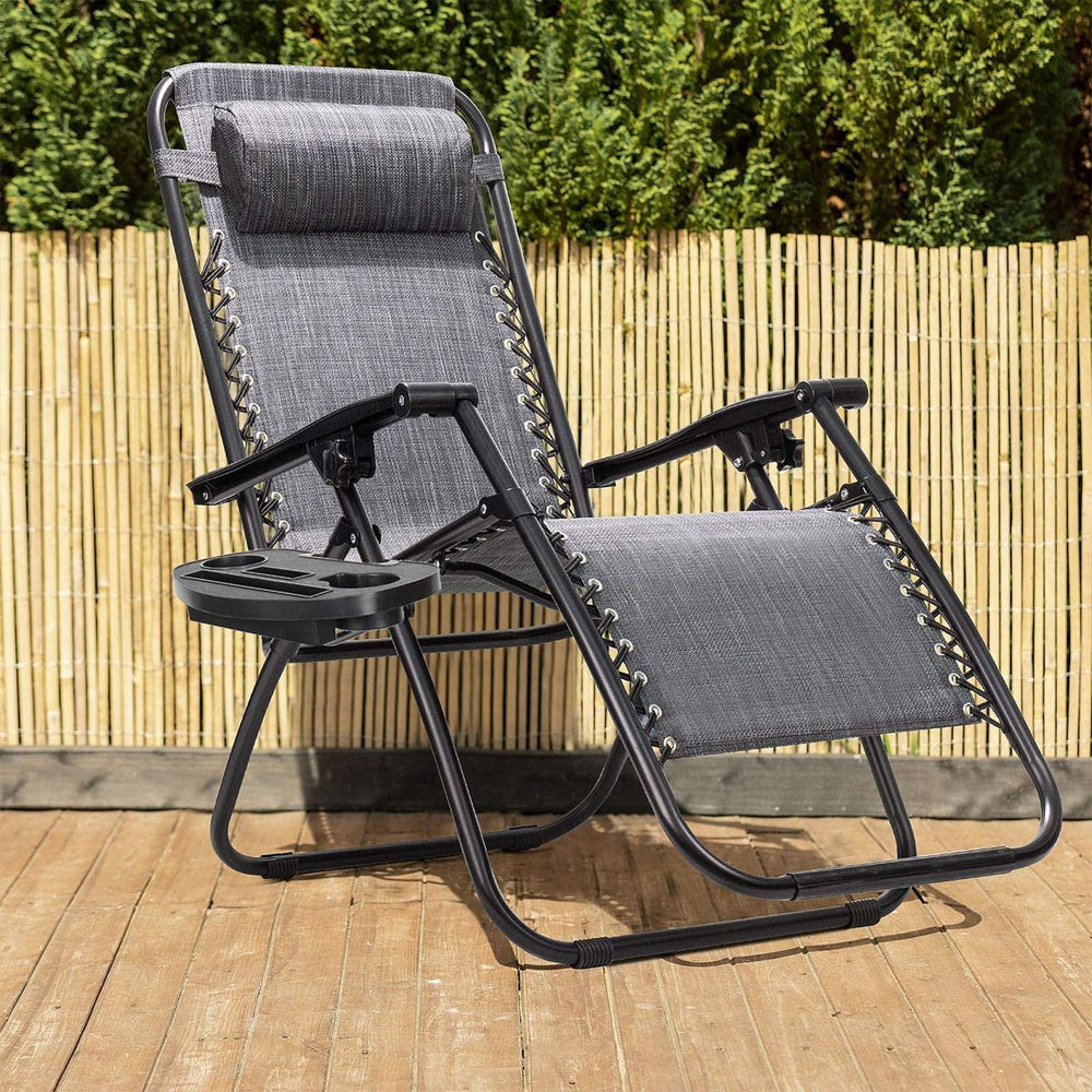 Anchor 2 Sun Lounger Zero Gravity Folding Chair with Cell Cup Holder; Color Grey Greenlane Gear