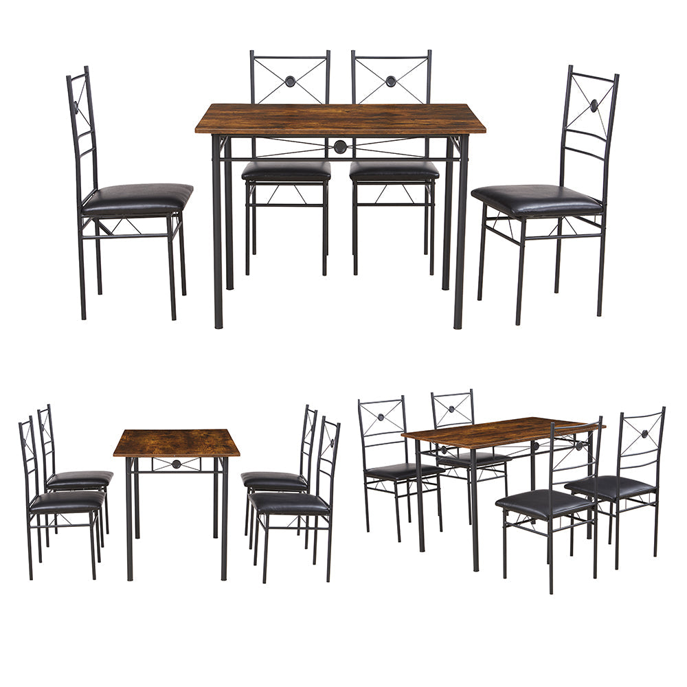 Anchor MDF 5Pc 110x70cm Wood & Metal Dining Table & Padded Chair Diner Set Greenlane Gear